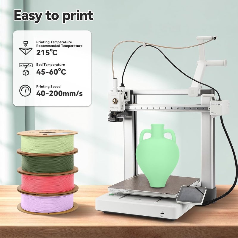 3DHoJor Matte PLA Filament 1.75mm Matte Green, PLA 3D Printer Filament, 1kg Spool (2.2lbs) PLA Filament, Fit Most FDM 3D Printer - Image 2
